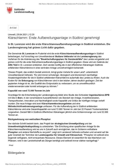 Press release of the state government