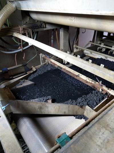 Sludge in the entrance of the mobile dewatering system